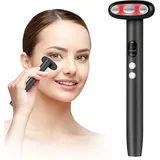 Aolso Gesichtsmassagegerät, EMS Augenmassagegerät Rote und Blaue Phototherapie Gesichtsmassagegerät, Vibration Gesichtsmassage Rotlichtlampe Gesicht für Augenringe Entfernen(Schwarz)