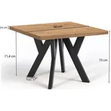 Quadratischer Ausziehbarer Tisch für Esszimmer, NERO, Loft-Stil, Skandinavisch, Durchmesser: 90 / 190 cm, Farbe: Atelier Light / Schwarz - Schwarz