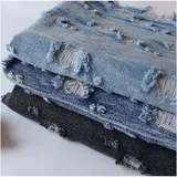 Yimihua Jeansstoff Baumwoll-Denim-Stoff Heimtextilien Blue Jeans Stoff Mit Gebrochenen Löchern Kleidungsmaterialien zum Nähen Von Hosen Jacken Mode Denim DIY Handwerk(Color:Hellblau)