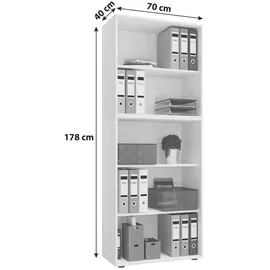 VCM Lona Aktenregal 70 x 40 x 178 cm grau
