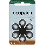 60 x Eco Pack Typ 312 Hörgerätebatterien 10 x 6er-Blister 1,45V Braun Zink Luft