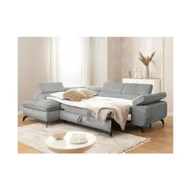 S-Style Eckcouch Cord 2-Sitzer Grau