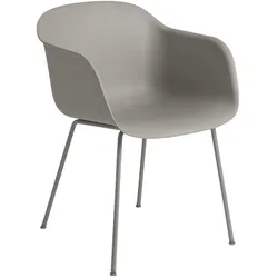 Muuto Fiber Armchair, tube base, grau / grau