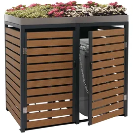 Mendler Mülltonnenverkleidung HWC-K14 124 x 134 x 84 cm teak-optik