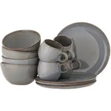 Bloomingville Sandrine Frühstück Set, Geschirr-Set, 12-teilig, grau