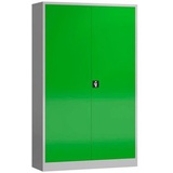 ClassiX Stahlschrank X-530385 lichtgrau, gelbgrün 120,0 x 60,0 x 194,5 cm, aufgebaut