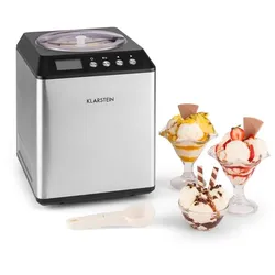 Klarstein Vanilla Sky Eiscreme-Maschine Kompressor 2l 180W Edelstahl silberSilber-Metallic