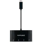 NANOCABLE 10.16.4401-BK (USB-C, 4 Ports), Dockingstation - USB 3.0-Adapter. USB-C/M-USB 3.0/F Schwarz