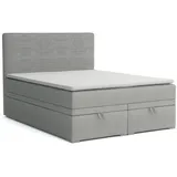 Deine Möbel 24 Boxspringbett DARO Boxbett Polsterbett Komplettbett Bett mit einer Matratze H4 (Taschenfederkernmatratzen 7 Zonen H4 Grau Hellgrau Schwarz Anthrazit Beige Samt Velour, 2-St., Taschen-federkernmatratze 7 Zonen H4 PREMIUM Bett), inkl Topper, Bettkasten 120x200 140x200 160x200 180x200 200x200 grau|silberfarben