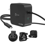 j5create 102-Watt-GaN-PD-USB-C-Reiseladegerät mit 2 Anschlüssen, einschließlich austauschbaren Netzsteckern