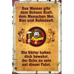 Blechschild 'Ochs und Mensch'