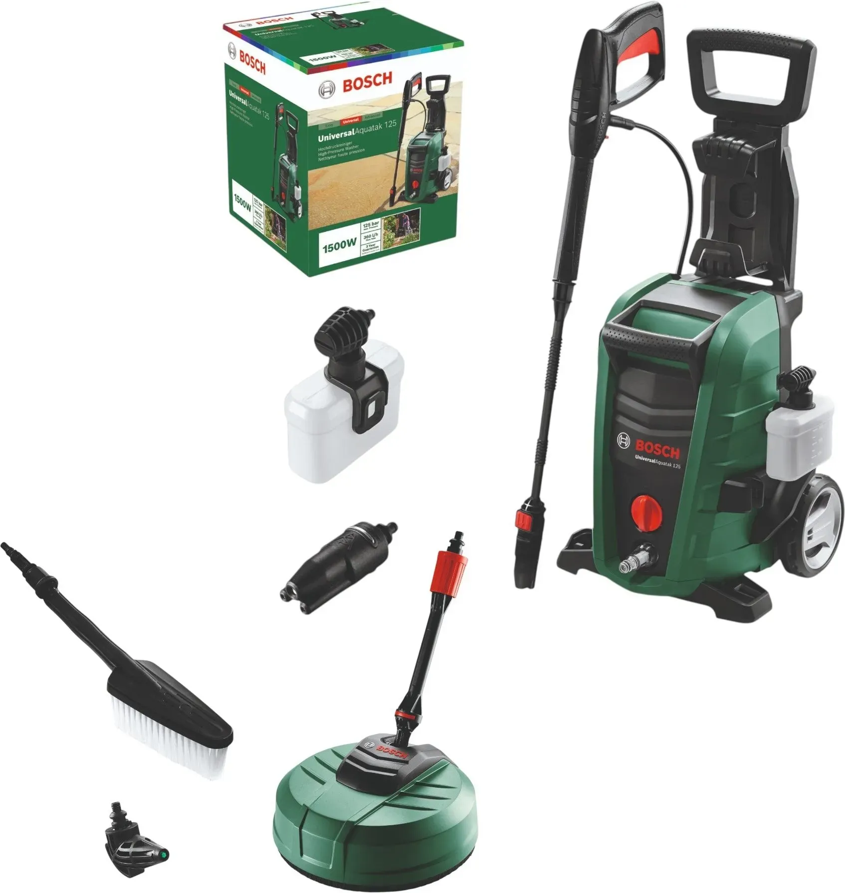 Bosch UniversalAquatak 125 Hochdruckreiniger 1500 W 125 bar 6 l/min ( 061599262D ) + Reinigung Set