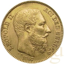 20 Francs Goldmünze Belgien Leopold II