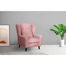 Home Affaire Sessel Ohrensessel CHISTELLE, wahlweise mit Polsterhocker, mit Wellenunterfederung, Maße: B/T/H: 81/87/99 cm rosa