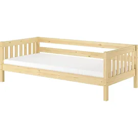 Erst-Holz Gemütliches Kinderbett mit dreiseitiger Sicherung 90x200 cm Kiefer V-60.29-09Rollrost und Matratze inkl.