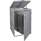Mendler XL 1er-/2er-Mülltonnenverkleidung HWC-H74, Mülltonnenbox, erweiterbar 126x80x98cm Holz MVG ~ anthrazit-grau