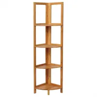 Eckregal Standregal Badregal Küchenregal Leiterregal Bücherregal Bambus 4 Ablagen, Natur - Woltu