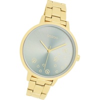 OOZOO Quarzuhr Oozoo Damen Armbanduhr Timepieces, (Analoguhr), Damenuhr Edelstahlarmband gold, rundes Gehäuse, groß (ca. 42mm) goldfarben
