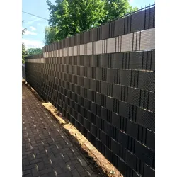 Zaunstreifen Sichtschutz Rolle Doppelstabmatten Zaunblende Zaunfolie Streifen Polyrattanstreifen Stabmatte Zaun schwarz 255x19 cm Polyrattan Jet-Line
