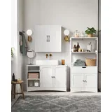 VASAGLE Waschbeckenunterschrank, Unterschrank, Badezimmerschrank, 30 x 90 x 60 cm, 2 Türen, Badschrank, offene Fächer, höhenverstellbare Ablagen - Weiß