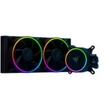 Razer Hanbo Chroma RGB - CPU Flüssig-Kühler mit AIO Liquid Cooler 2x 240mm Lüfter (9-pin Anschluß, Chroma RGB Lüfter, aRGB Pump Cap) Schwarz