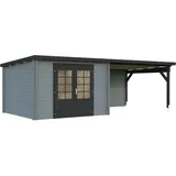 Palmako Gartenhaus Ella 8,7 + 10,0 m2 - 28 mm hellgrau/anthrazit lackiert