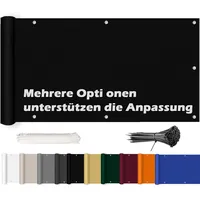 Sichtschutz Balkon Balkon sichtschutz balkonverkleidung, Balkon sichtschutz meterware Wasserabweisend Sonnenschutz Windschutz Wasserdicht Blickdicht, für den Gartenzaun oder Balkon, 60x400cm, Schwarz