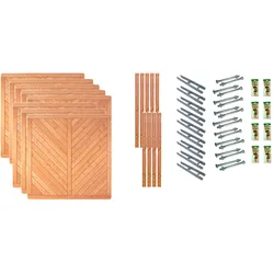 Dichtzaun TETZNER & JENTZSCH "Springfield 6", beige (naturbelassen), H:180cm, Holz, Zaunelemente, 8 Elemente, LxH: 1521x180 cm