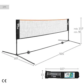Aktive 54175 - Volleyball- und Badmintonnetz mit verstellbarer Höhe, Maße 505x101x157/91, inkl. Tragetasche, Volleyballnetz, Volleyball- und Badmintonnetz