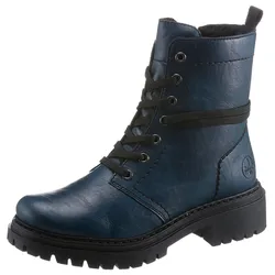 Winterstiefelette RIEKER, Damen, Gr. 40, blau (petrol), Lederimitat, modisch, Schuhe, mit schaftumspielender Schnürung