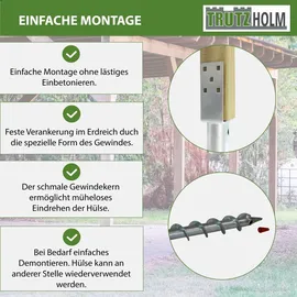 Trutzholm U-profil Bodenhülse zum Einschrauben 9x9 cm 68,5 cm Länge Feuerverzinkt für Vierkanthölzer 90 Mm