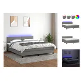 vidaXL Boxspringbett mit Matratze & LED Dunkelgrau 180x200 cm Stoff