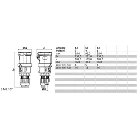 BALS Elektrotech. Kupplung Plus63A 5p 400V 6h 3112