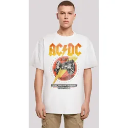 T-Shirt F4NT4STIC "ACDC Rock Band Shirt For Those About To Rock 1981", Herren, Gr. XXL, weiß, Obermaterial: 100% Baumwolle, casual, oversize, Rundhals, Kurzarm ohne Bündchen, Shirts, Print