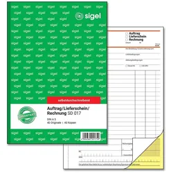 sigel Auftrag/Lieferscheine /Rechnungen Formularbuch SD017 - 2 x 40 Blatt