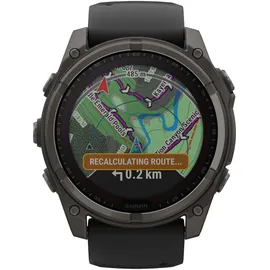 Garmin fenix 8 Solar 51 mm Graphit/Titan Carbongrau Silikon-Armband 26 mm