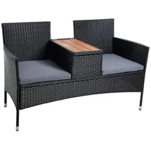 Estexo Polyrattan Gartenbank 2-Sitzer  Schwarz