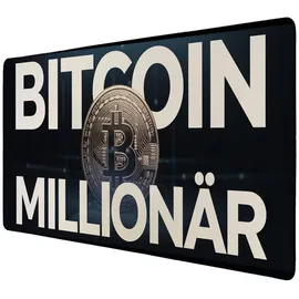 speecheese Bitcoin-Symbol Bitcoin Millionär Schreibtischunterlage 89x40cm XXL Mauspad Entdecken Sie das Bitcoin-Symbol in elegantem geheimnisvollem Design mit dunklem filmischem Text