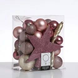 Weihnachtskugeln mit Stern Baumspitze Christbaumkugeln bruchfest 33er Set