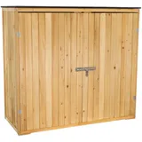 Wiltec Gartenhaus Doppeltür in Naturfarbe holz 136 x 127 x 58cm Gerätehaus für den Garten Geräteschuppen Gartenschrank Geräteschrank