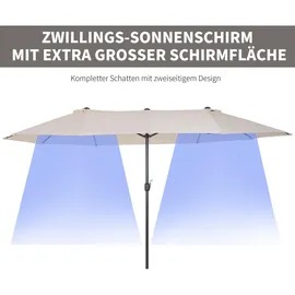 Outsunny Marktschirm mit Handkurbel 460 x 270 cm beige