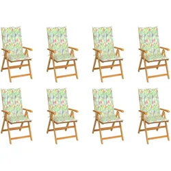 vidaXL Garten-Liegestühle mit Kissen 8 Stk. Massivholz Teak