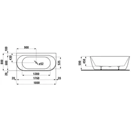 Laufen Einbau-Badewanne 80 x 180 cm (H2459570000361)