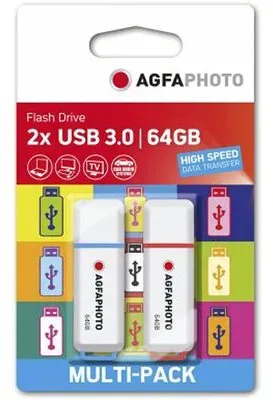 Agfaphoto USB-Stick, 2er Pack Color Mix 64 GB 3.0 Type-A