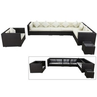 OUTFLEXX Loungemöbel-Set, braun, Polyrattan, für 8 Personen, wasserfeste Kissenbox