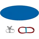 Woltu Poolabdeckung ø 420 cm für Rund Pools ø 320-360 cm, Poolplane aus 200 g/m2 pe, Pool Abdeckplane mit Ösen Drahtseil Aluminiumverschluss, wasserdichte