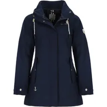 Dry Fashion Damen Funktionsmantel Leer mit abnehmbarer Kapuze - Taillierte Funktionsjacke wasserdicht und winddicht in Navy Größe 46 - 46