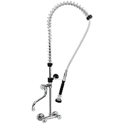 BE-GASTRO I Profi Gastro Geschirrbrause Zweiloch Wand "Premium" Drehgriff inkl. Wasserhahn, Mischbatterie & Drehgriff I Gastrobrause, Gastro Armatur