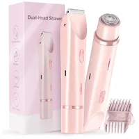Komfortabler elektrischer 2-in-1-Damenrasierer, Rasierer Damen, Elektrischer Intimrasierer, Bikini Trimmer, Wasserdicht Nass- und Trockenrasierer für Gesicht Körper Bein Bikini