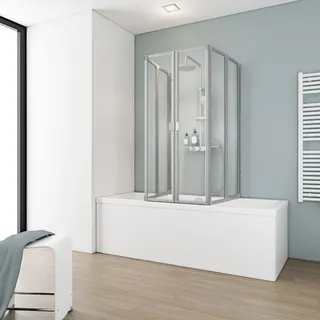 Schulte Home Schulte Duschabtrennung faltbar für Badewanne 70-80 cm, Kunstglas Softline hell, Profilfarbe: Alunatur